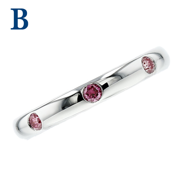 ピンクダイヤモンド リング 0.1ct(Total) FANCY VIVID PINK〜FANCY VIVID ORANGY PINK VS2〜SI2 プラチナ Pt ソーティング付の画像