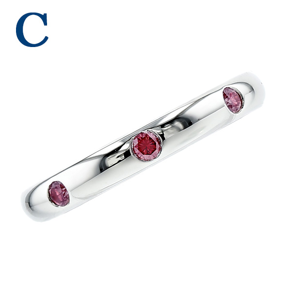 ピンクダイヤモンド リング 0.1ct(Total) FANCY VIVID PINK〜FANCY VIVID ORANGY PINK VS2〜SI2 プラチナ Pt ソーティング付の画像