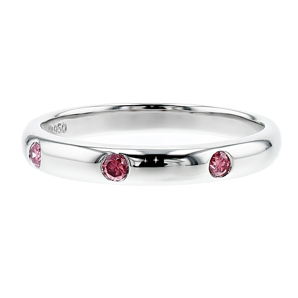ピンクダイヤモンド リング 0.1ct(Total) FANCY VIVID PINK〜FANCY VIVID ORANGY PINK VS2〜SI2 プラチナ Pt ソーティング付の画像