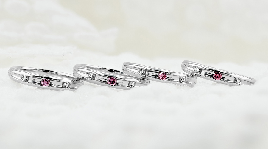 ダイヤモンド リング 0.04〜0.05ct FANCY VIVID PINK/FANCY VIVID PURPLE PINK/FANCY INTENSE PINK VS2〜SI2 プラチナ Pt ソーティング付の画像