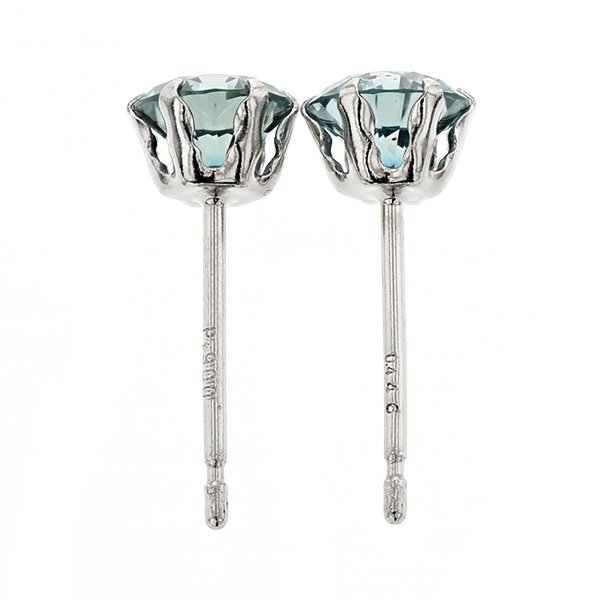 ブルーダイヤモンド ピアス 一粒 0.9ct(Total) VS1〜SI1 FANCY DEEP GREEN BLUE プラチナ Pt ソーティング付 ダイヤモンドピアス ダイヤピアスの画像