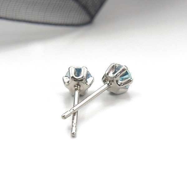 ブルーダイヤモンド ピアス 一粒 0.2ct(Total) FANCY DEEP GREEN BLUE VVS2〜SI2 プラチナ Pt ソーティング付 ダイヤモンドピアス ダイヤピアスの画像