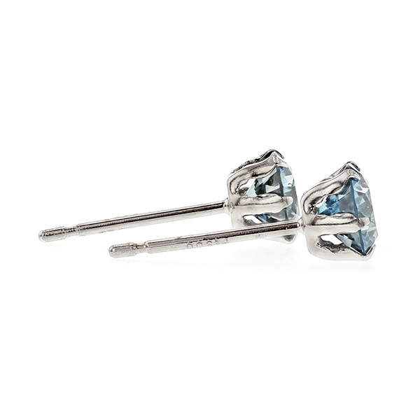 ブルーダイヤモンド ピアス 一粒 0.6ct(Total) FANCY DEEP GREEN BLUE VS1〜SI2 プラチナ Pt ソーティング付 ダイヤモンドピアス ダイヤピアスの画像