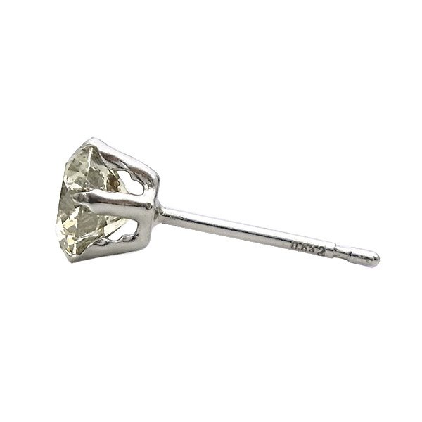 ダイヤモンド ピアス (片耳用) 0.5ct〜 VERY LIGHT BROWN〜LIGHT BROWN SI2〜I1 3EX H〜EX プラチナ Pt ソーティング付 ダイヤモンドピアス ダイヤピアスの画像
