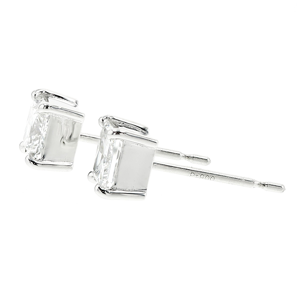 ダイヤモンド ピアス 1ct(Total) D VVS1〜2 プリンセスカット プラチナ 