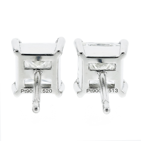 ダイヤモンド ピアス 1ct(Total) D VVS1〜2 プリンセスカット プラチナ 