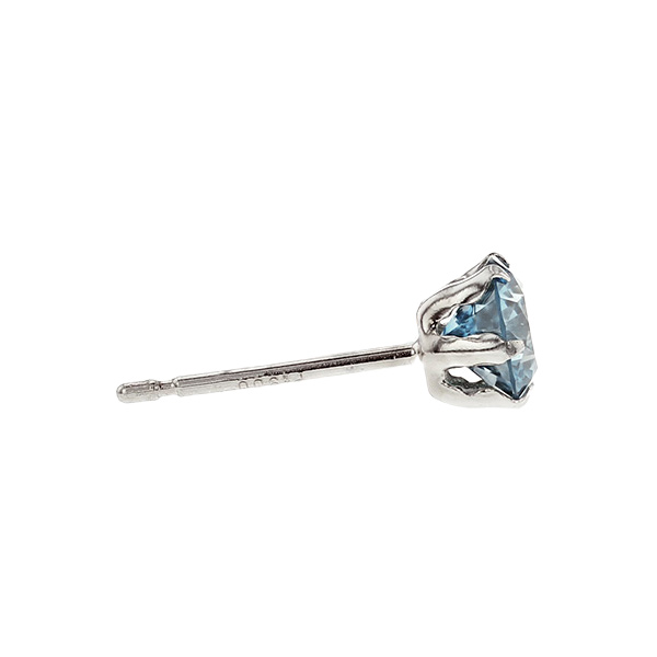 ブルーダイヤモンド ピアス 片耳用 0.3〜0.4ct FANCY DEEP GREEN BLUE