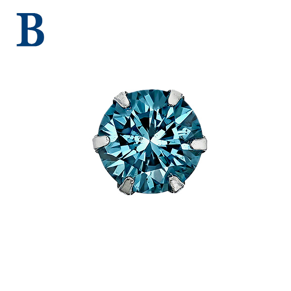 ブルーダイヤモンドピアス 片耳用 0.4ct FANCY DEEP GREEN BLUE〜FANCY BLUE GREEN SI1〜SI2 プラチナ Pt ソーティング付 ダイヤモンドピアス ダイヤピアスの画像
