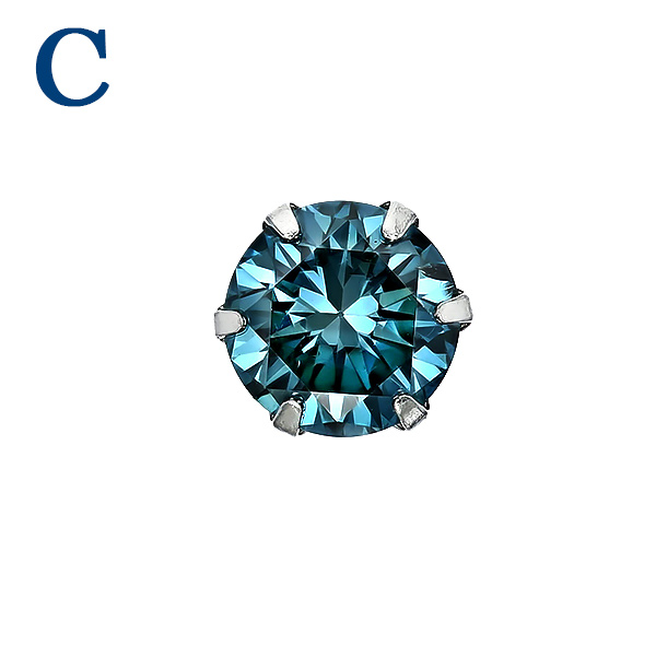 ブルーダイヤモンドピアス 片耳用 0.4ct FANCY DEEP GREEN BLUE〜FANCY BLUE GREEN SI1〜SI2 プラチナ Pt ソーティング付 ダイヤモンドピアス ダイヤピアスの画像