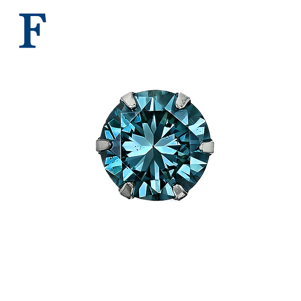 ブルーダイヤモンドピアス 片耳用 0.4ct FANCY DEEP GREEN BLUE〜FANCY BLUE GREEN SI1〜SI2 プラチナ Pt ソーティング付 ダイヤモンドピアス ダイヤピアスの画像