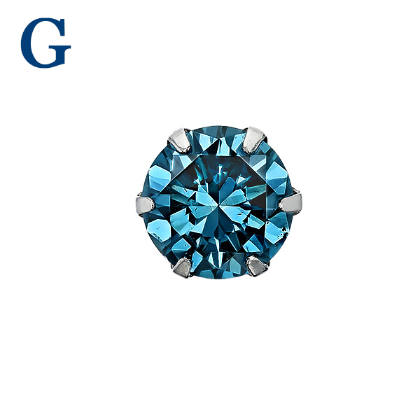 ブルーダイヤモンドピアス 片耳用 0.4ct FANCY DEEP GREEN BLUE〜FANCY BLUE GREEN SI1〜SI2 プラチナ Pt ソーティング付 ダイヤモンドピアス ダイヤピアスの画像