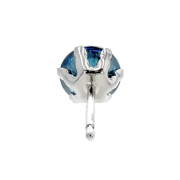 ブルーダイヤモンドピアス 片耳用 0.4ct FANCY DEEP GREEN BLUE〜FANCY BLUE GREEN SI1〜SI2 プラチナ Pt ソーティング付 ダイヤモンドピアス ダイヤピアスの画像