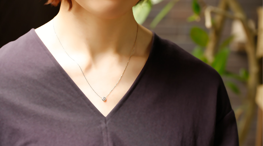 ダイヤモンド ネックレス 一粒 0.2ct G VVS1 3EX H&C フクリン 覆輪 プラチナ Pt 鑑定書付 ダイヤモンドネックレス ダイヤネックレスの画像
