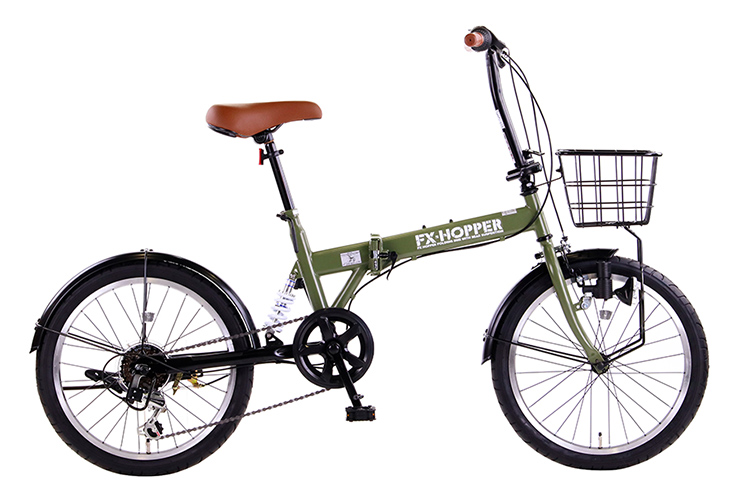 FXホッパーB マットグリーン 外装6段変速 20型 折りたたみ自転車 ...