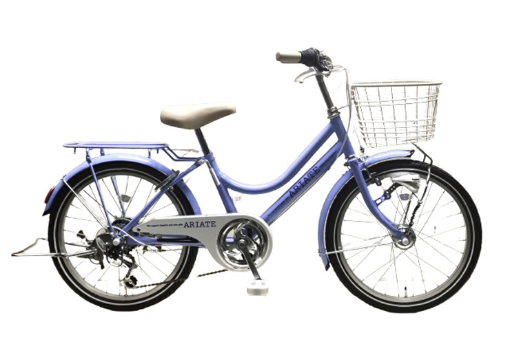 アリアーテ　ブルー外装６段変速　ジュニア用　後ろプラスチックバスケット付 アリアーテ ブルー外装6段変速 ジュニア用 後ろプラスチックバスケット付