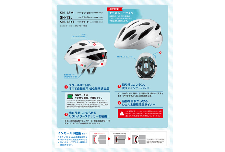 送料無料 オージーケーカブト (OGK Kabuto) SN-13XL ホワイトムジ 59