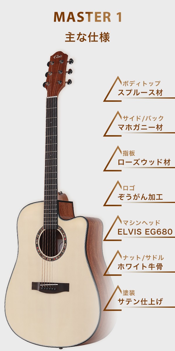 初心者セット8点】ELVISエルビス Master 1 アコースティックギター