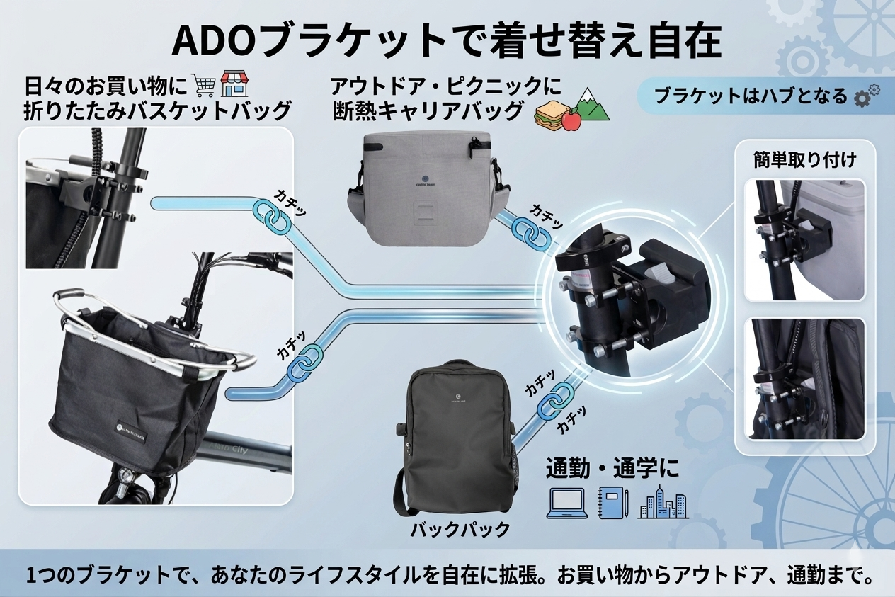 ADO ブラケットで着せ替え自在