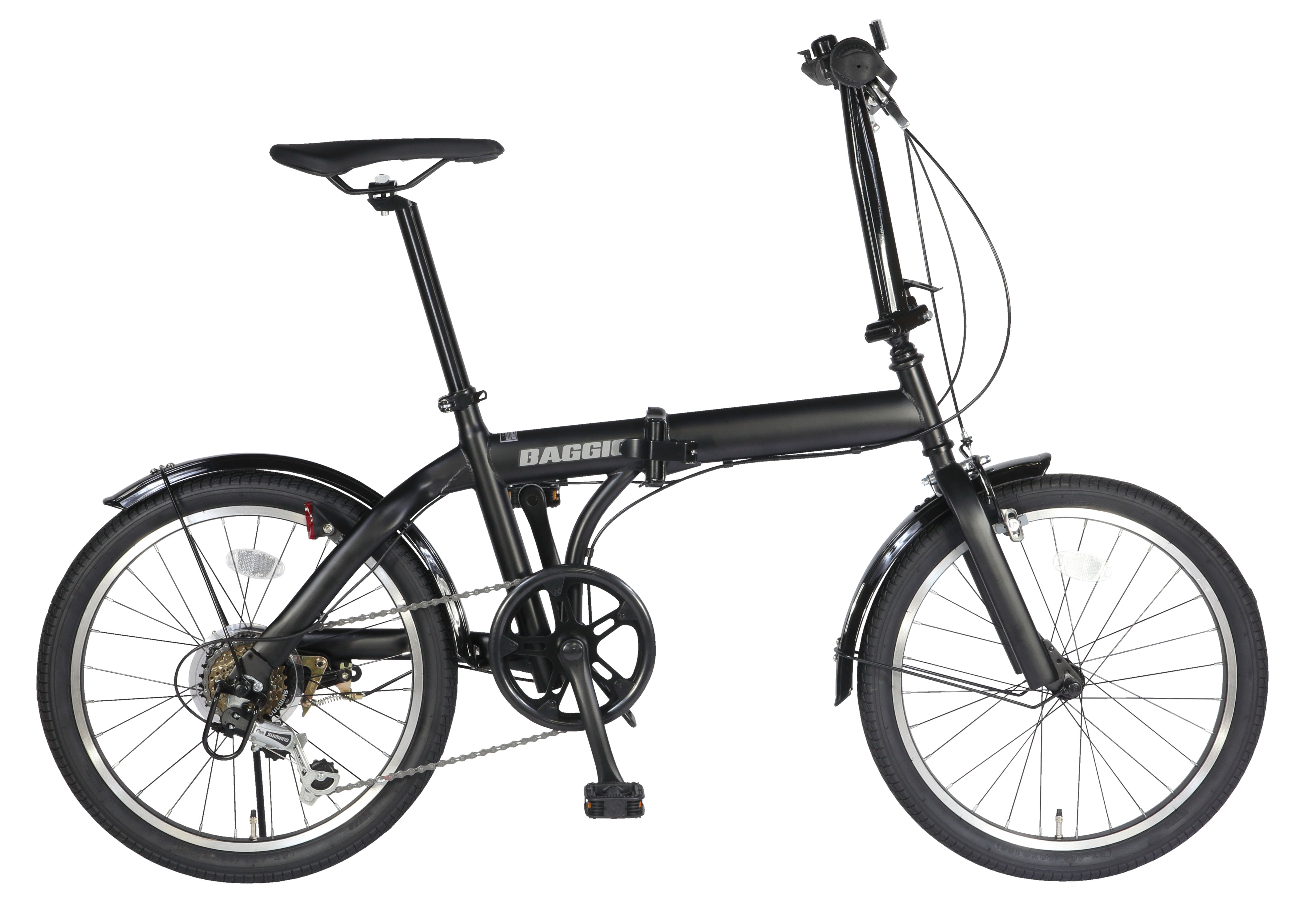 パンクしない 20型折り畳み自転車 6段変速 ワイヤー錠・ハンドルライト