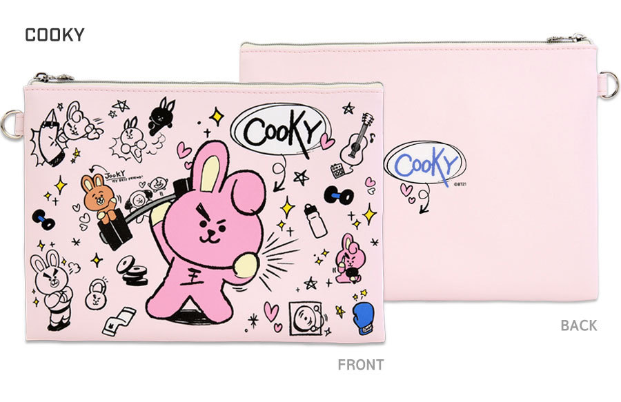 BT21 FLAT PU POUCH DOODLE SMALL【送料無料】bt21 公式グッズ bts 防弾少年団 K-POP 韓国 タタ チミー クッキー コスメ ポーチ｜aesoon｜04