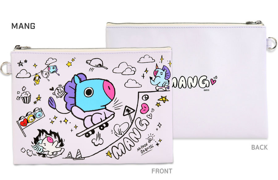 BT21 FLAT PU POUCH DOODLE SMALL【送料無料】bt21 公式グッズ bts 防弾少年団 K-POP 韓国 タタ チミー クッキー コスメ ポーチ｜aesoon｜08