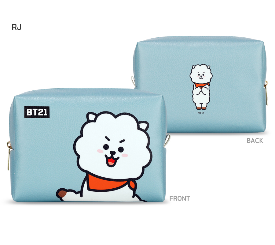 BT21 PU SQUARE POUCH LARGE【送料無料】 BTS公式 韓国 K-POP グッズ 防弾少年団 タタ チミー クッキー コスメ  ポーチ かわいい