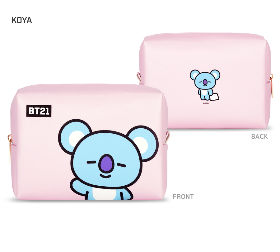 BT21 PU SQUARE POUCH LARGE【送料無料】 BTS公式 韓国 K-POP グッズ 防弾少年団 タタ チミー クッキー コスメ  ポーチ かわいい