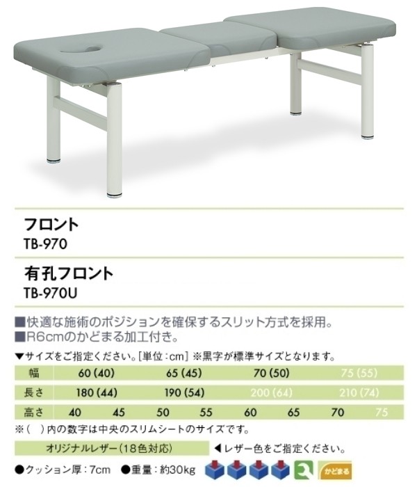 ポイント5倍) フロント（無孔） TB-970 治療用ベッド 低反発