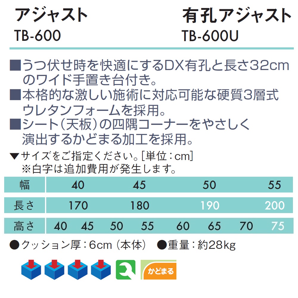 高田ベッド 有孔アジャスト TB-600U マッサージベッド 整体 施術用