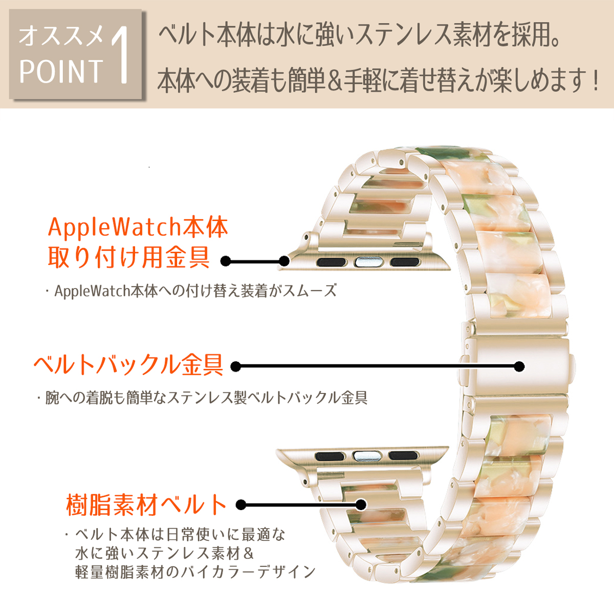 アップルウォッチ バンド ステンレス 軽量樹脂 apple watch スマートウォッチ ベルト applewatch べっこう　べっ甲 38 40 41 45 49mm appleウォッチ watchband12 |  | 01