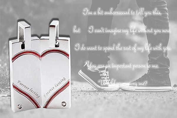 ふたりを結ぶ運命の赤い糸の入ったペアネックレス