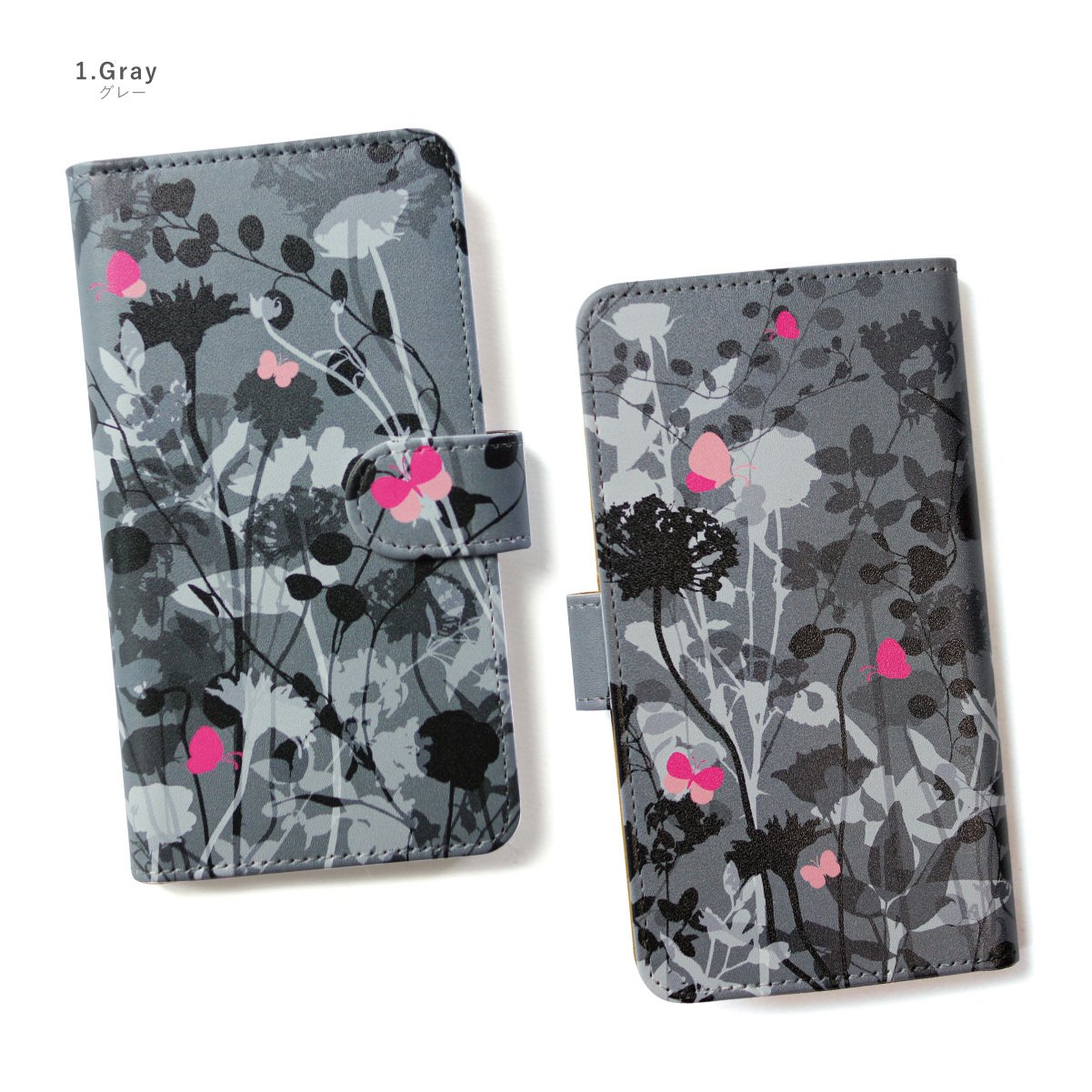 iPhone12 mini 手帳型ケース スマホケース 手帳型 花 蝶々 フラワー バタフライ ボタニカル リーフ｜agent-n｜02