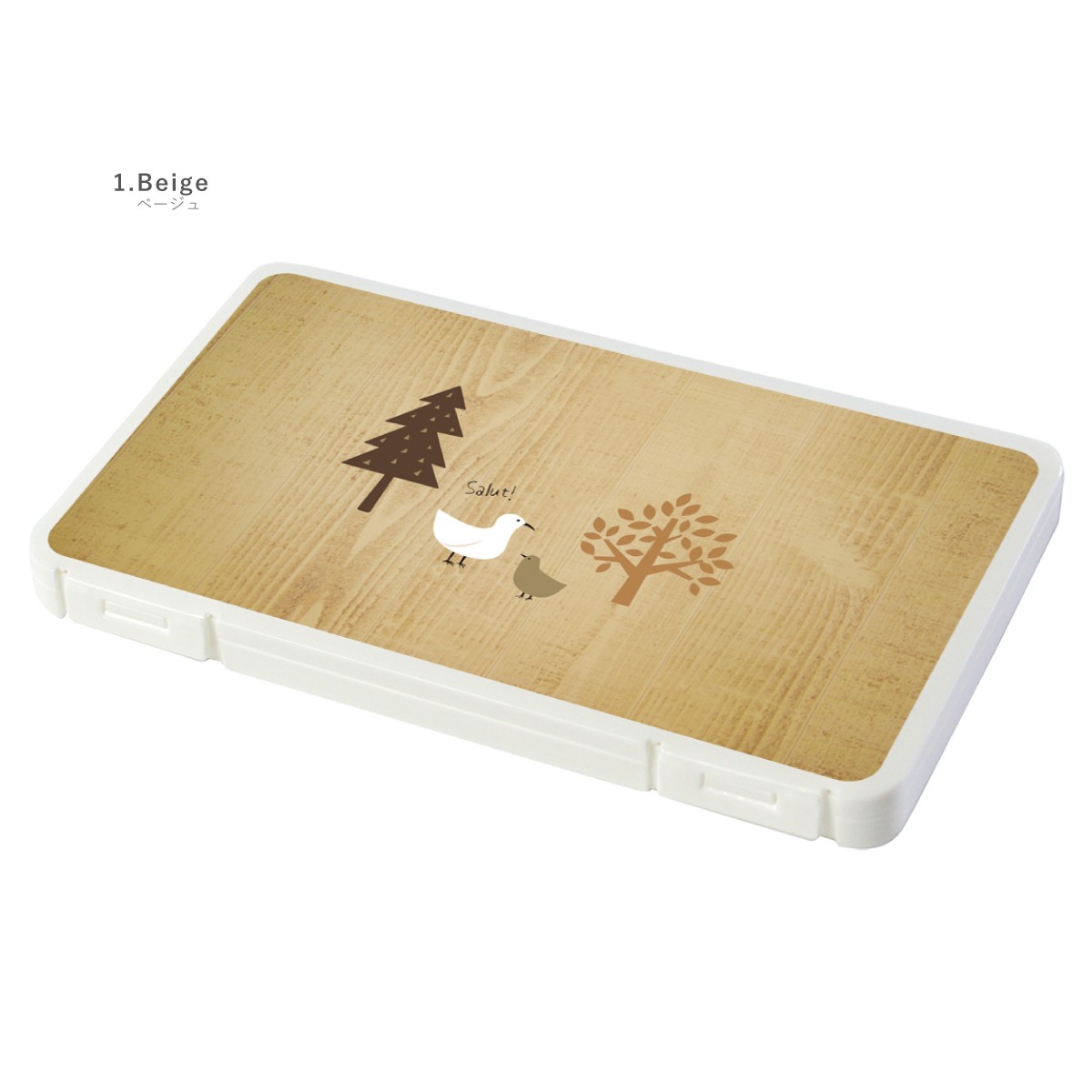 マスクケース 日本製 抗菌 持ち運び 軽量 コンパクト 鳥 あいさつ 木目 北欧 動物 | ブランド登録なし | 01