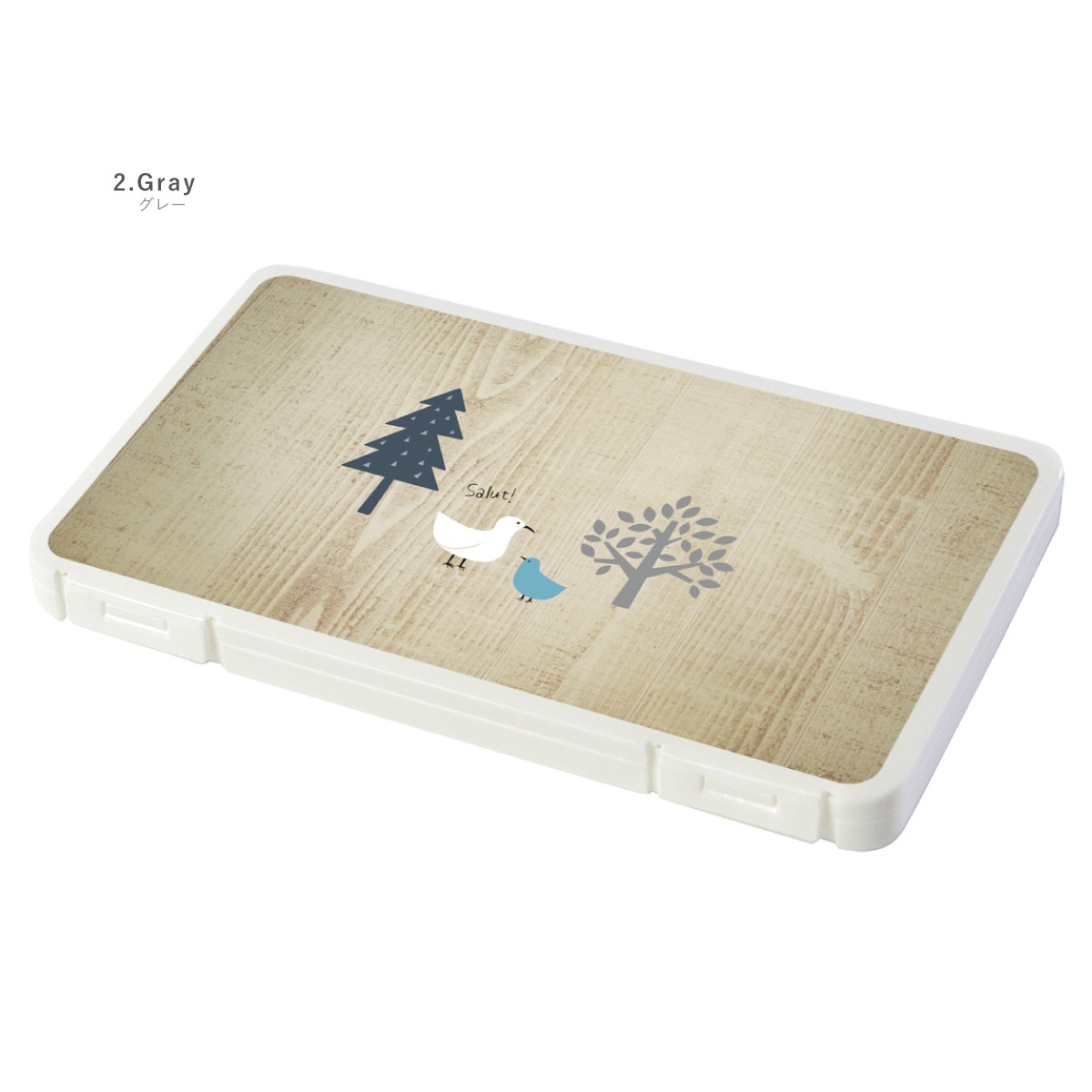 マスクケース 日本製 抗菌 持ち運び 軽量 コンパクト 鳥 あいさつ 木目 北欧 動物 | ブランド登録なし | 02