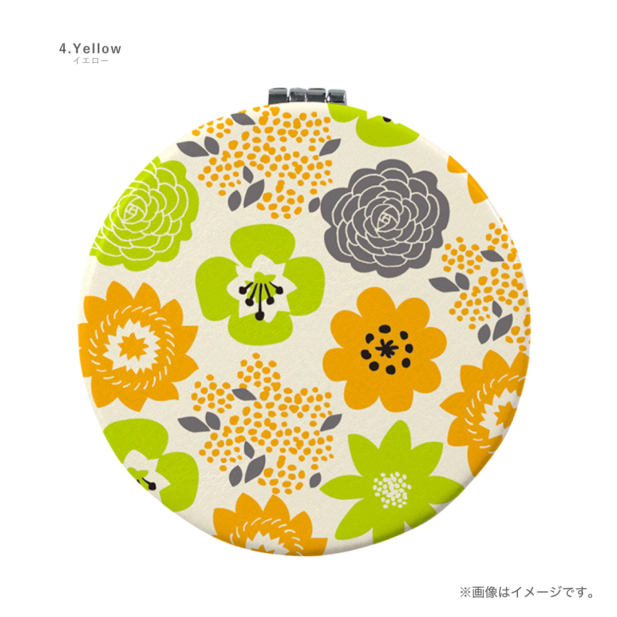 コンパクトミラー 手鏡 両面印刷 ダブルミラー 丸型 拡大鏡 北欧風 花