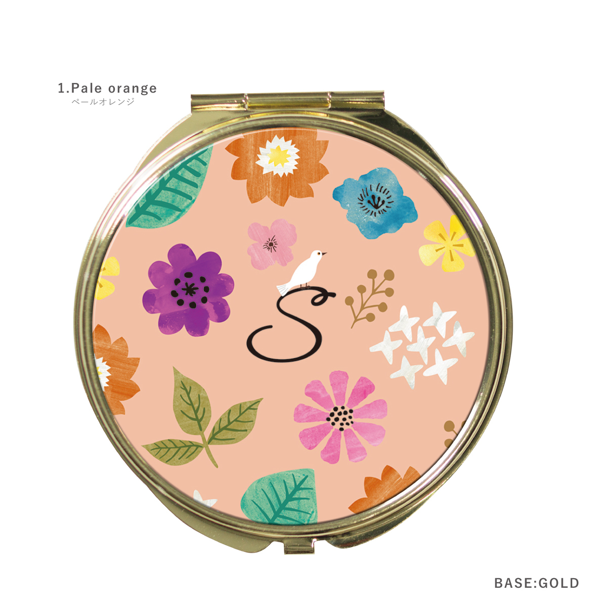 コンパクトミラー 手鏡 ダブルミラー 丸型 拡大鏡 スクエア 花柄