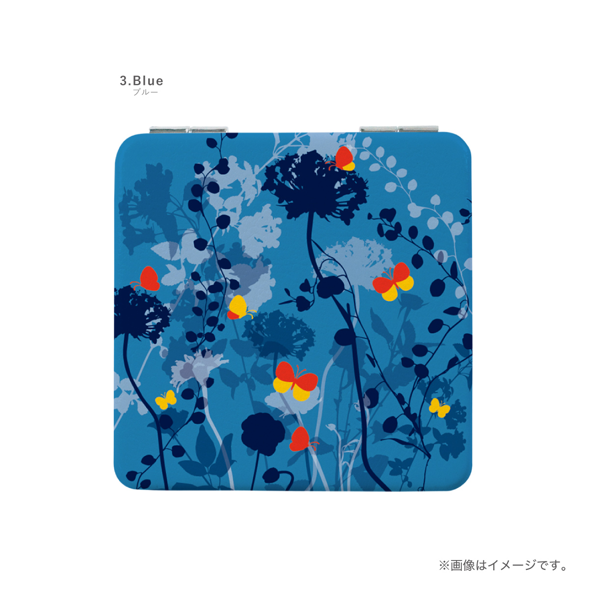 青い花柄 　コンパクト　両面ミラー 　丸い　薄い　軽い　かわいい 青い花柄 コンパクト 両面ミラー 丸い 薄い 軽い かわいい 【公式通販】