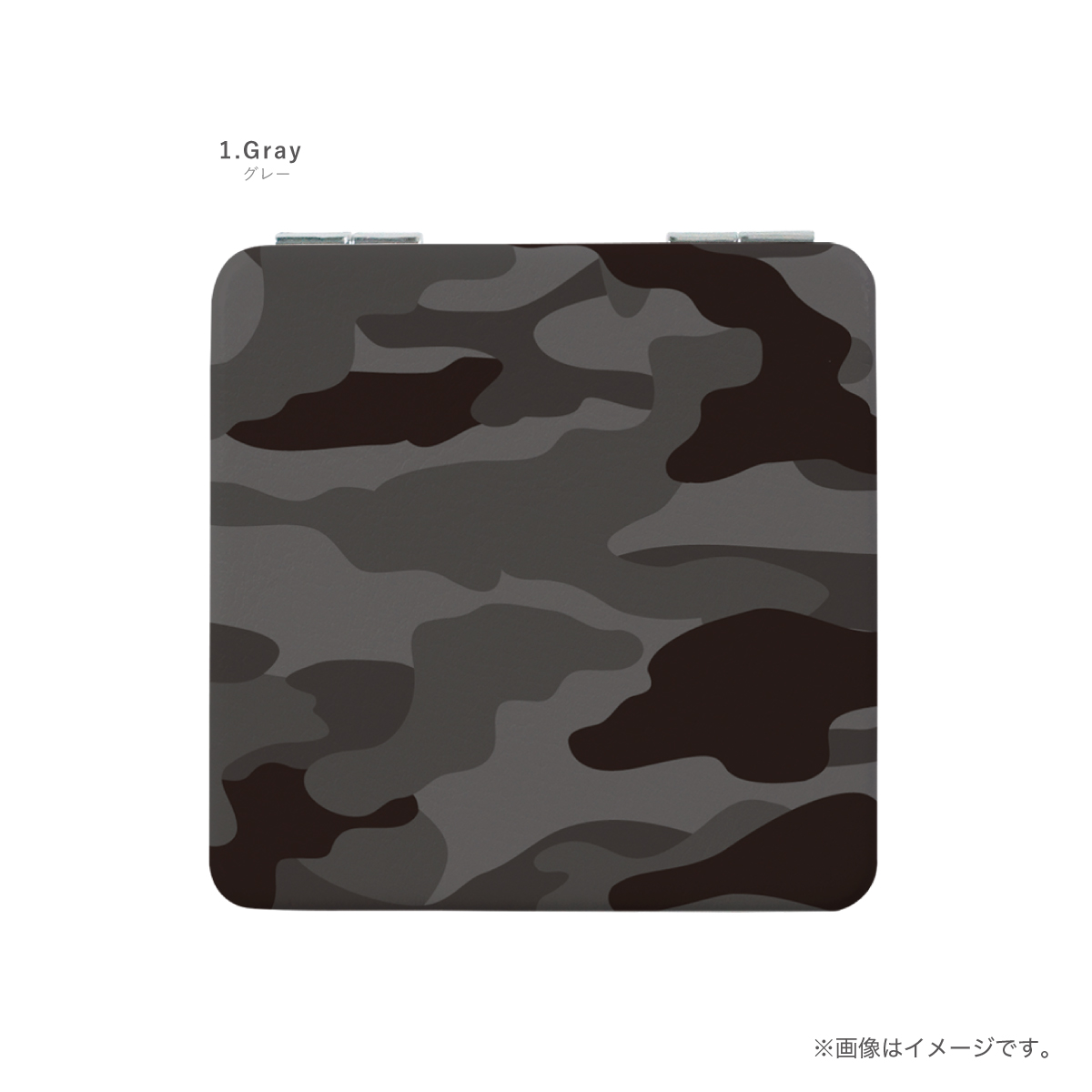 コンパクトミラー 手鏡 両面印刷 ダブルミラー 四角型 拡大鏡 スクエア