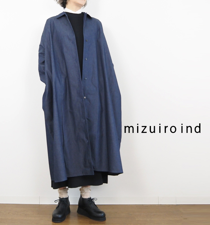 mizuiroind（ミズイロインド） デニムワイドシャツワンピース