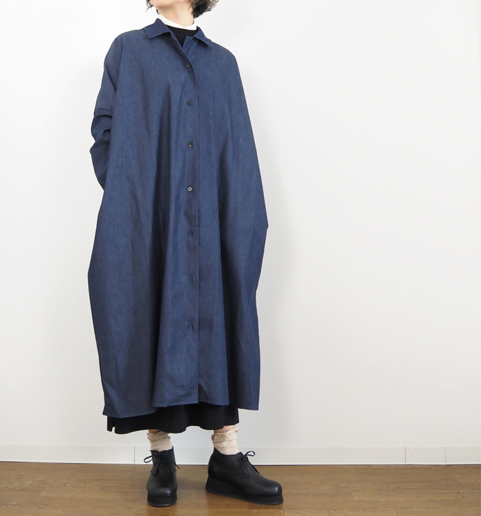 mizuiroind（ミズイロインド） デニムワイドシャツワンピース