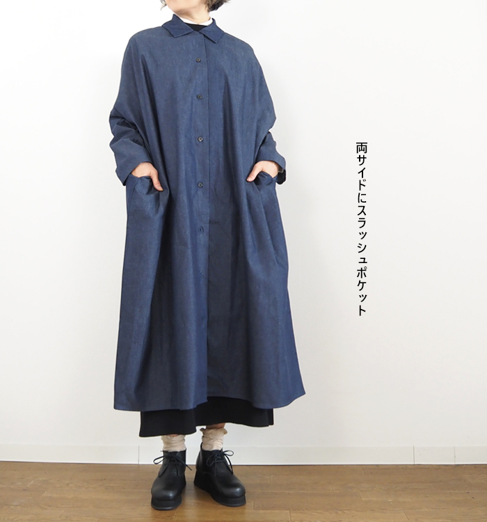 mizuiroind（ミズイロインド） デニムワイドシャツワンピース