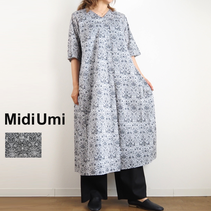 MidiUmi ミディウミ ワンピース リバティプリント Vネック