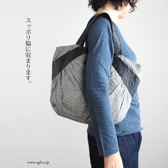 TOMOO（トモオ） トートバッグ ストライプ柄 ギャザー 布製 レディース