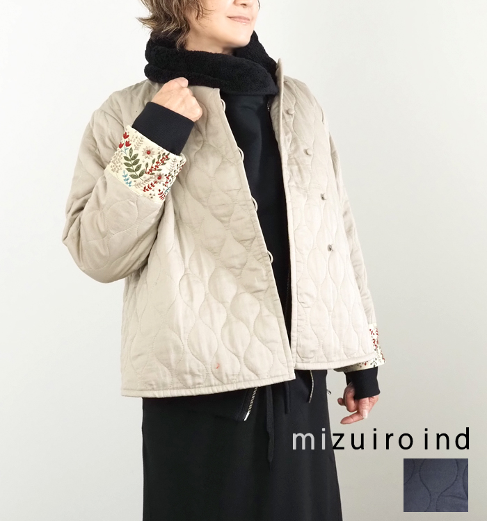 mizuiro ind (ミズイロインド)キルティングジャケット mizuiroind（ミズイロインド） セール キルティングジャケット 刺繍