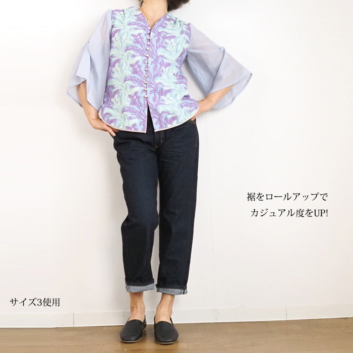 未使用✨ミズイロインド　ボーイフレンドデニムパンツ　サイズ3（L）インディゴ SALE mizuiro ind ミズイロインド デニムパンツ くるぶし丈