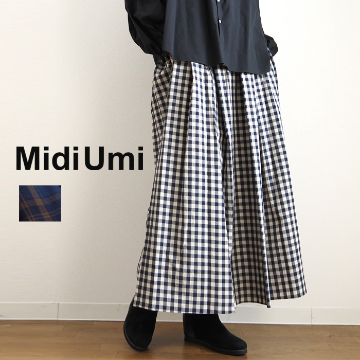 MidiUmi ミディウミ タックギャザーチェックスカート マキシ丈 レディース 20代 30代 40代 50代｜agil｜02