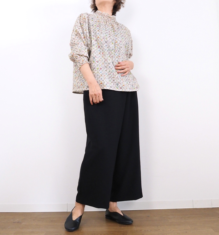 sosotto ソソット ブラウス リバティプリント2ウェイゴム