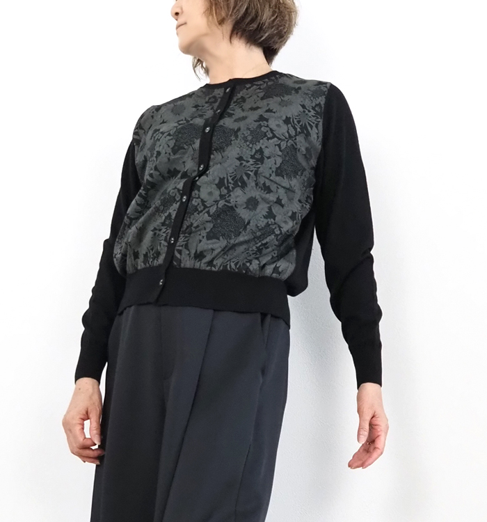 sosotto（ソソット） カーディガン リバティプリントドッキングニット