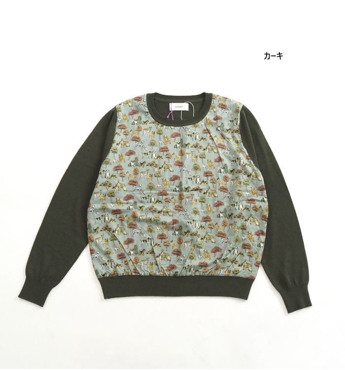 sosotto(ソソット) 長袖ニット リバティプリント プルオーバー sosotto(ソソット) 長袖ニット リバティプリント プルオーバー