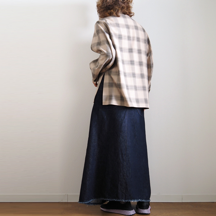 squady（スカディ） バンドカラー長袖チェックシャツ レディース 20代